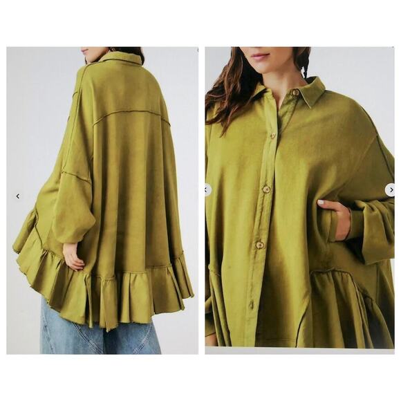 FREE PEOPLE Button-up Sweatshirt Size Small - Picture 2 of 10